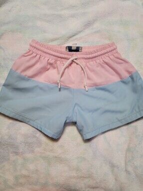 Little lamb & co pink blue swimtrunks sz 6